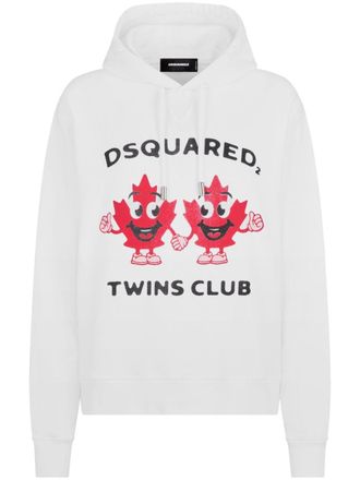 Dsquared2 graphic-print jersey hoodie - women - Cotton/Elastane/Cotton - M - White