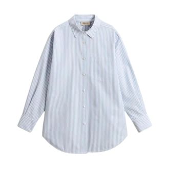 Woolrich Shirts, female, Blue, Size: M Long-Sleeved Striped Shirt