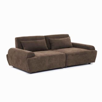 Oviala Sof&aacute; modular de 2 plazas con respaldo ajustable 218 cm color chocolate