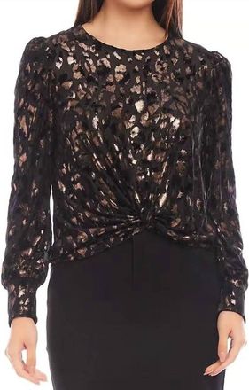 Karen Kane Penrose Puff Sleeve Velvet Burnout Top In Copper