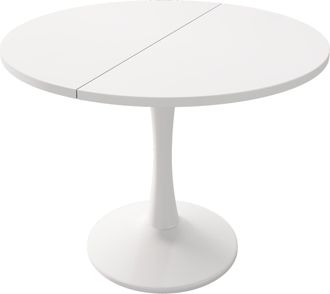 STILVORA Mesa De Comedor Extensible Ovalada, 100/140 X 100 Cm, De Mdf, Mesa De Comedor Y Caf&eacute;, Blanco
