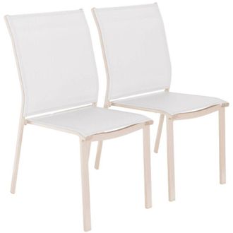 Sweeek Sweeek - Set of 2 stackable garden chairs cleveland aluminum and beige textilene, 64.5 x 45.5 x 89.5 cm