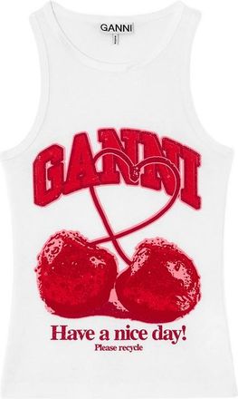 Ganni Cherry-print Tank Top