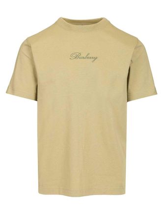 Burberry With Embroidered Burberry Logo T-Shirt Green