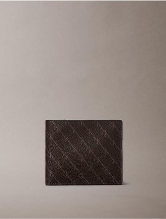 Calvin Klein Mens Textured Monogram Coin Wallet - Brown