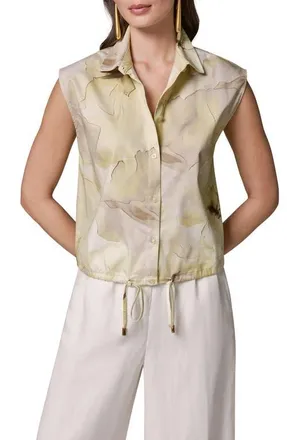 DKNY Allover Print Drawstring Hem Sleeveless Top in Citrus Multi at Nordstrom, Size X-Large