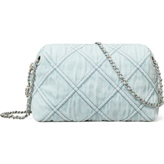 Tory Burch Fleming Denim Soft Crossbody Bag in Seltzer at Nordstrom