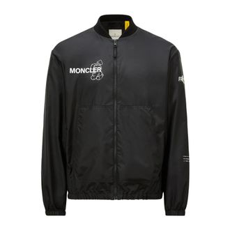 Moncler Black Genius Jackets with Ribbed Knit Zip Closure
