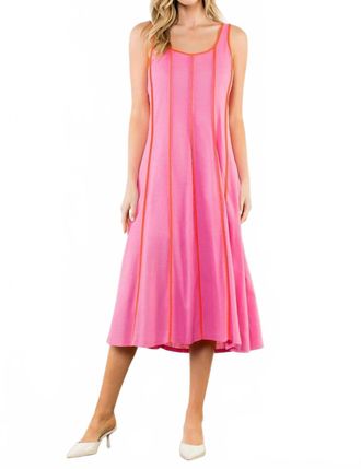 THML Clothing Natalia Shift Midi Dress In Pink