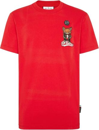 Philipp Plein Round Neck T-Shirt Fox - Heren - T-shirts - Rood - XS - Katoen - Tops