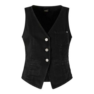 Pinko Vests, female, Black, Size: S Buttoned Pocket Waistcoat