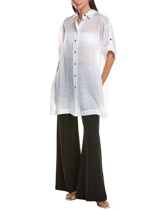 Lafayette 148 New York Tab Sleeve Side Slit Shirt