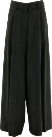 Dries Van Noten Wijde pantalon van viscose met plooien - Dames - Broeken - Groen - Maat: 3XS Viscose