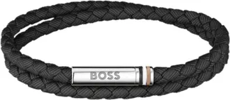 BOSS Double-braided black cuff with logo closure