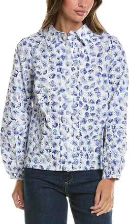 CeCe by Cynthia Steffe Cece Collared Pintuck Ruffle Button Down Top