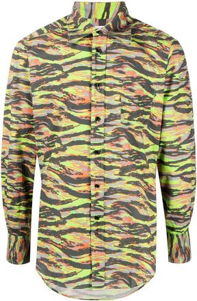 ERL zebra-print cotton shirt - men - Cotton - L - Green