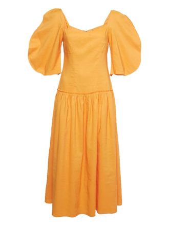 Rejina Pyo Louisa puff-sleeve maxi dress - women - Viscose/Cotton/Linen/Flax/Polyurethane - M - Orange