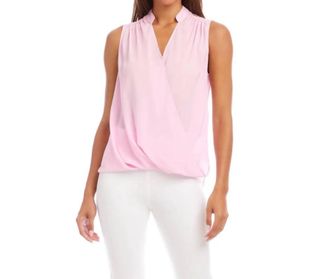 Karen Kane Sleeveless Drape Front Top In Powder Pink