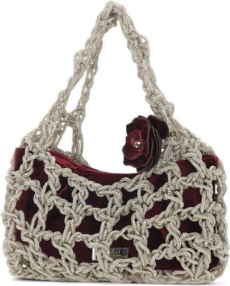 Twentyfourhaitch Borsa tote con strass piccola - Argento