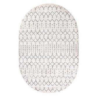 Jonathan Y Designs Moroccan HYPE Boho Vintage Diamond Oval Area Rug in Cream/gray at Nordstrom, Size 4Ft 0In X 6Ft 0In