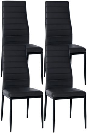 Clp Clp - Juego De 4 Sillas De Comedor Mayfair Negro Simil Cuero