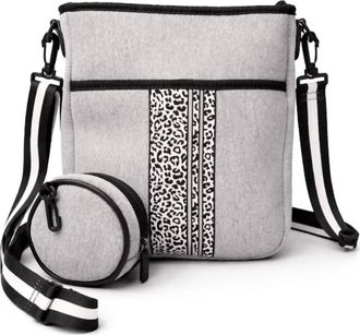 Jen & Co. Womens Dru Crossbody Bag In Cheetah Grey