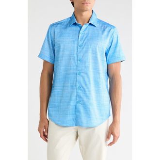 Robert Graham Roth Short Sleeve Cotton Button-Up Shirt in Light Blue at Nordstrom Rack, Size Xxx-Large