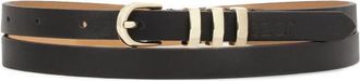 Kazar Smalle zwarte riem met drie metalen lussen - Dames - Riemen - Zwart - 90 CM - Leer - Accessoires