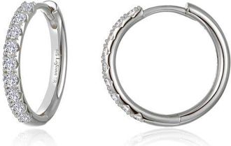 Lafonn Alina Pav&eacute; Simulated Diamond Small Round Hoop Earrings in Silver at Nordstrom