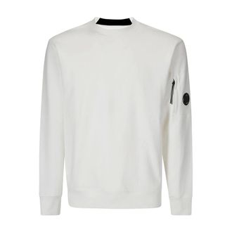 C.P. Company C.p. Company, Hoodies & sweatvesten, Heren, Wit, M, Katoen, Witte Fleece Trui met Ritszak