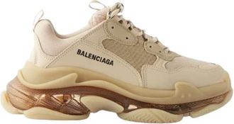 Balenciaga beige leather & mesh Triple S Clear Sole trainers Size 37