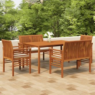 vidaXL Set Comedor De Jard&iacute;n 5 Pzas Y Cojines Madera Maciza De Acacia Vidaxl