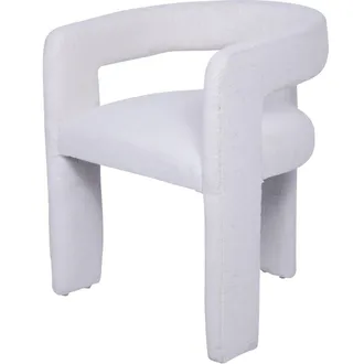 Libra Interiors Fully Upholstered Ivory Slub Chair in White
