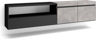 Skraut Home Skraut Home - Mueble Tv, Televisi&oacute;n, Muebles De Sal&oacute;n, Almacenaje, 200x45x35cm, Para Tv Hasta 80, Colgado, Suspendido, Estilo Moderno, Gris Cemento