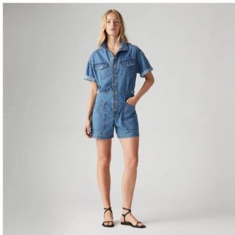 Levi's Surplus Romper Womens Blue Joke Denim Button Front Pockets PALL161