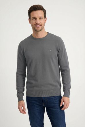 Fynch-Hatton Strickpullover FYNCH-HATTON FYNCH-HATTON Langarmpullover, Herren, Gr. XXL, grau (steel), Strick, Obermaterial: 100% Baumwolle, unifarben, normal h&uuml;ftb