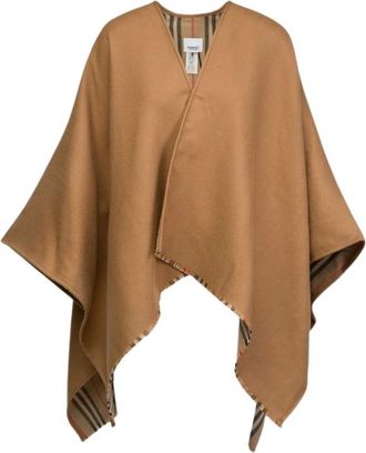 Burberry Mantella in lana reversibile Icon Stripe - - Jackets - Donna - Beige - ONE SIZE