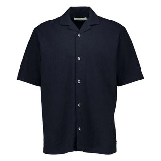 The Goodpeople Slin Shirt met Korte Mouwen - Heren - Korte mouwen Overhemden - Blauw - S - Katoen - Overhemden