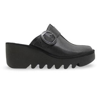 FLY London BLOK586FLY Mousse Leather Womens Heels Sandals - Black - Size:UK 6