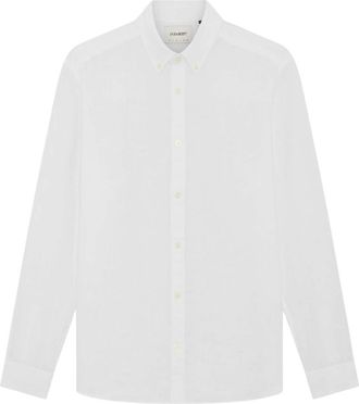 Lyle & Scott Long Sleeve Linen Shirt - Heren - Casual Overhemden - Wit - 2XL - Linnen - Overhemden