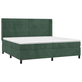 vidaXL Vidaxl - Cama Box Spring Con Colch&oacute;n Terciopelo Verde Oscuro 200x200 Cm