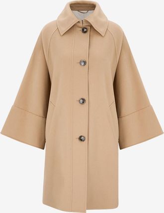 Max Mara Halblanger Mantel aus Wolle und gestepptem Nylon Rufo