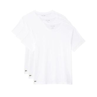 Lacoste T-Shirt Men White 100% Cotton Regular Fit Short Sleeve 3-Pack JDM2364