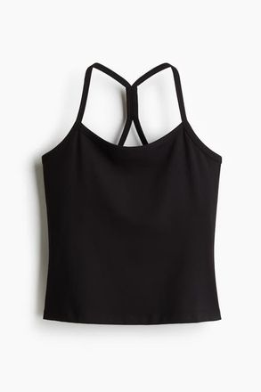 H&M Integral-bra Sports Strappy Top With Softmove in Black at Nordstrom, Size X-Large