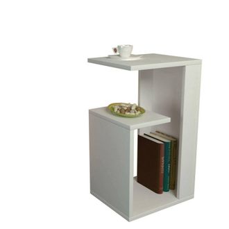 Dmora Mesa De Caf&eacute; Dmolo, Mesa De Centro Baja, Revistero Para Sof&aacute;, Estante De La Sala De Estar, 35x30h60 Cm, Blanco - Dmora