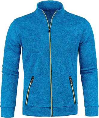 Generic Zip Up Sweatshirt for Men, Open Front Fleece Sweatshirt, Lightweight Fleece Jacket, Stand Collar Long Sleeve Coat Cardigan with Zipper Pocket Casual W