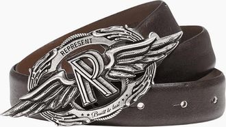 Represent Mens Vintage Buckle Dark Brown Leather Belt - Size: ONE size