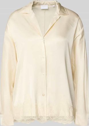 Jake*s Relaxed Fit Bluse aus Viskose mit Spitzenbesatz in Beige, Gr&ouml;&szlig;e 40