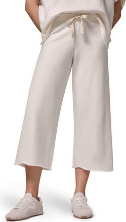 DKNY Cotton Terry Crop Drawstring Pants in Cream at Nordstrom, Size X-Small
