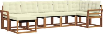 vidaXL Conjunto De Sof&aacute;s De Exterior 7 Uds. Natural Y Crema Vidaxl